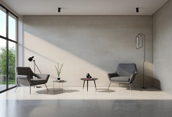 Modern minimal interior in bright colours 