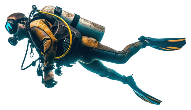 PNG Man scuba diver sports white background parachuting