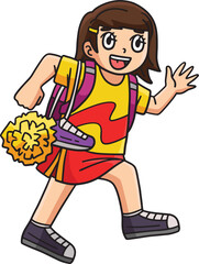 Cheerleader Girl Walking Cartoon Colored Clipart 