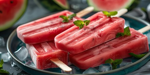 Watermelon popsicles, refreshing summer snack