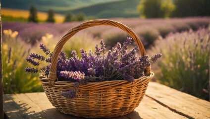 Fototapeta na wymiar Beautiful lavender flowers in a basket in Japan travel destinations