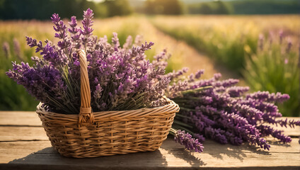 Beautiful lavender flowers in a basket in Japan season
