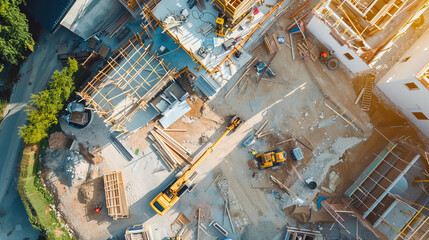 Contractor concept. Aerial view. Text space available.