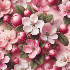 Seamless apple blossom patterns. - 786632783
