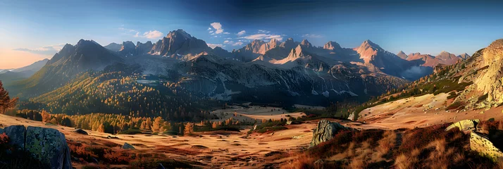 Foto op Canvas Panorama mountain autumn landscape © john