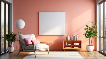 Modern Peach Interior Design Mockup