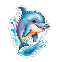 Cute dolphin sticker. No background.