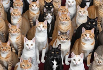 Large group of cats in bright colours  - obrazy, fototapety, plakaty