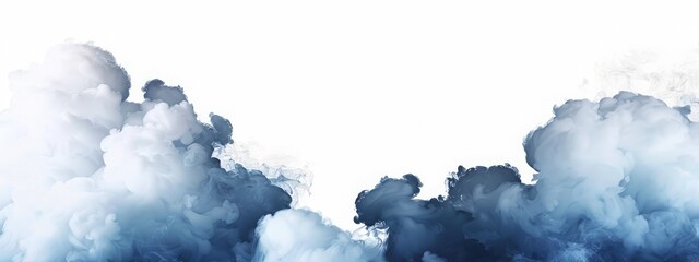 Smoke blue textured isolated white background. AI generated