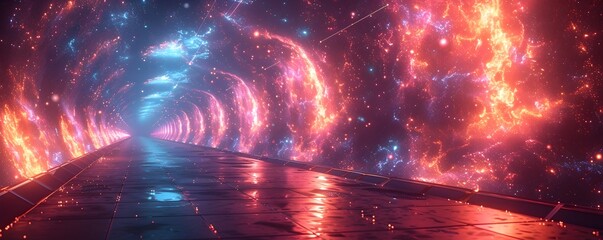 Futuristic Tunnel of Space and Stars, To provide a captivating and unique background for sci-fi or space-themed designs, or to be used as a