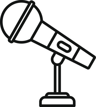 Desktop microphone icon outline vector. Speech tool. Training sound check
