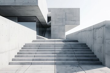 Fototapeta premium Modern architectural detail featuring concrete stairs with distinct shadow patterns, perfect for contemporary design themes.