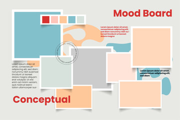 Torn and rectangular colorful  mood board