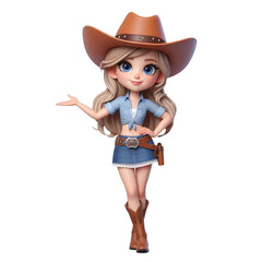 Vibrant Western Wild West Cowgirl with Hat Colored Png & Jpg Art Clipart Graphic