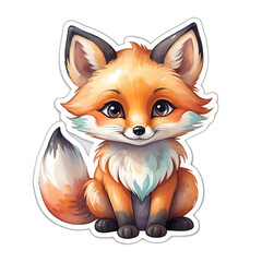 Cute red Fox sticker. No background.