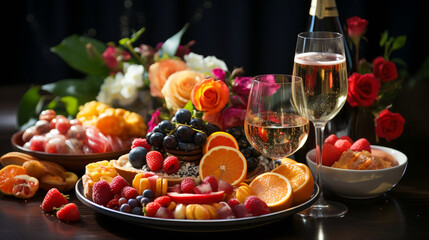 Obraz na płótnie Canvas Champagne and Fruit Delight