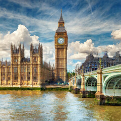 Fototapeta na wymiar Big Ben and Houses of Parliament, London, England, United Kingdom