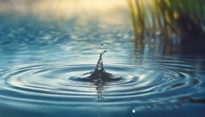 Fotobehang 水面に落ちる水滴 © ベルベットR