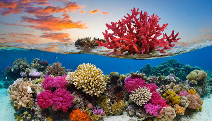 Fototapeta na wymiar Colorful coral reef cut out