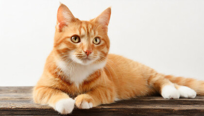 Obraz premium Cute red cat on a white background