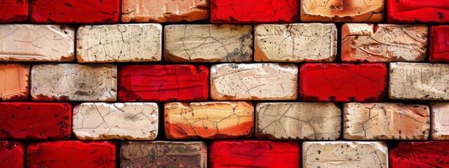Stack of Red and White Bricks for Construction Projects and Renovations