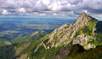 Fototapeta na wymiar Tatra Mountains Poland, view of Giewont and Zakopane below