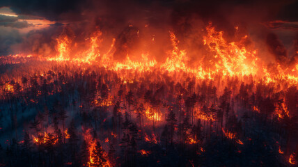 Uncontrollable Forest Fire - obrazy, fototapety, plakaty