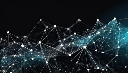 interconnected lines and dots representing digital connections, set against a black background banner element on social media and marketing materials related to technology