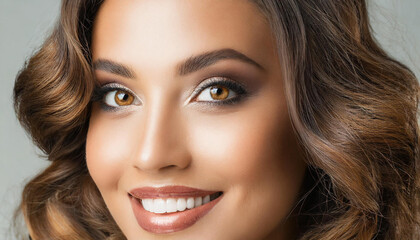 Obraz premium Luxury fashion beautiful woman eyes gaze, with gold details