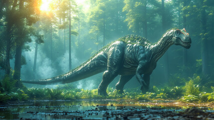 Giant Brachiosaurus.Dinosaur Realms Revealed - obrazy, fototapety, plakaty