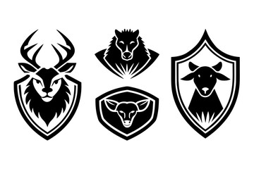 Set of animals logo icon  vector silhouette on white background