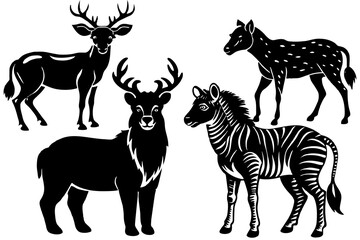 Set of animals  vector  silhouette on vector illustration 