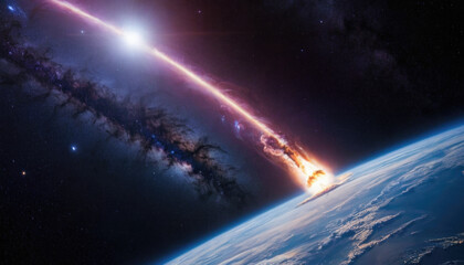 Meteorite asteroid crashes into the Earth from space