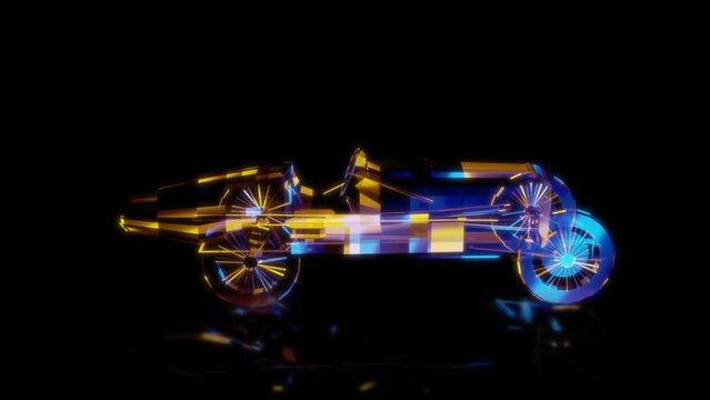 Rendering 3D animation, VISUAL EFFECTS Duesenberg GP Racing Car Model on a black background