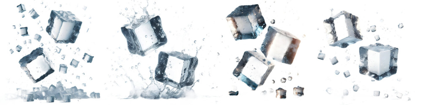 ice cube with splash isolated png