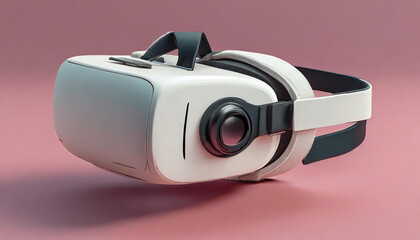 Virtual white reality glasses isolated on pink background. 3d rendering