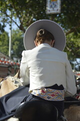 Horse riders in the world famous April Fair of Seville, Andalusia, Spain