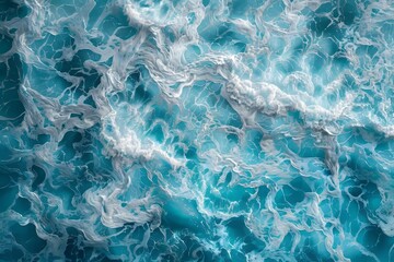 top view of ocean waves, aerial photography, blue color, water texture, sea background, abstract, highly detailed, ultra realistic