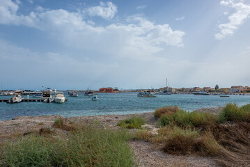 Ionian Sea coast in Marzamemi village on the island of Sicily, Italy