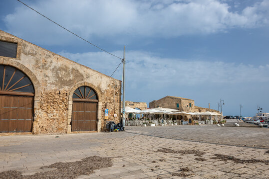 Old tuna factory in Marzamemi village on the island of Sicily, Italy