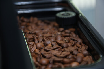 Coffee beans in a espresso machine