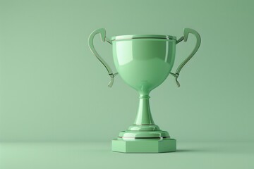 Light green trophy, concept of achievement, award and victory.