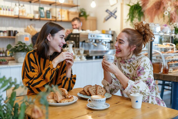 Two Women Sitting at a Table Eating Food