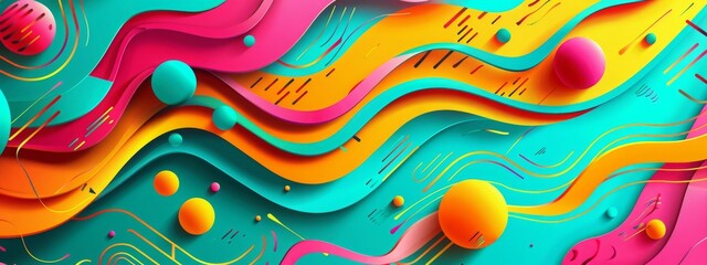 Colorful Abstract Background with Bright Shapes and Geometric Patterns - obrazy, fototapety, plakaty