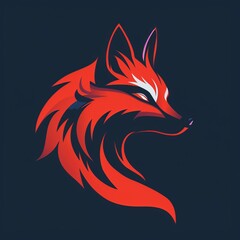 Naklejka premium Clever Fox Logo Featuring Fiery Red and Midnight Blue Accents