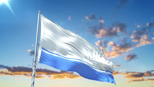 Altai Republic flag Waving Realistic With Sky