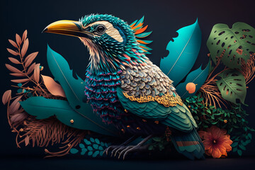 Portrait of a Surreal Tropical Bird