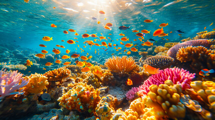 Naklejka na ściany i meble Underwater Life in the Coral Reef