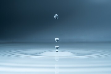 Close-up of a water drop and splash background, small impact causes big changes. Ripple, macro wave...