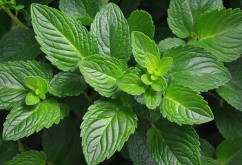 fresh green mint bush in Bright Colours 